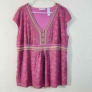 JH Collectibles V-Neck Sleeveless Blouse Women Size 2X Multi Color Casual